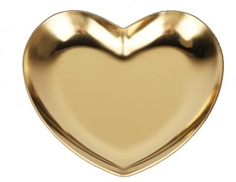 Jewelry Tray, Heart Shaped Jewelry Storage Tray Stainless Steel Decorative Small Cosmetic Jewelry Plate Plate Rings Dish Holder for Women Girls(Gold)
