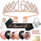 16 Geburtstag Mädchen, 16 Geburtstag Deko 16. Geburtstag Schärpe und Tiara,Rose Gold Kristall Tiara Krone Geburtstag Schärpe Luftballons Tortendeko Schlüsselring,Geschenke Zum 16 Geburtstag Mädchen