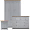 Blisswood 3 Piece Bedroom Furniture Set With 3 Door Wardrobe & 4+3 Drawer Chest of Drawer + 2 Drawer Bedside Table Cabinet for Bedroom Storage Furniture (Grey & Oak)