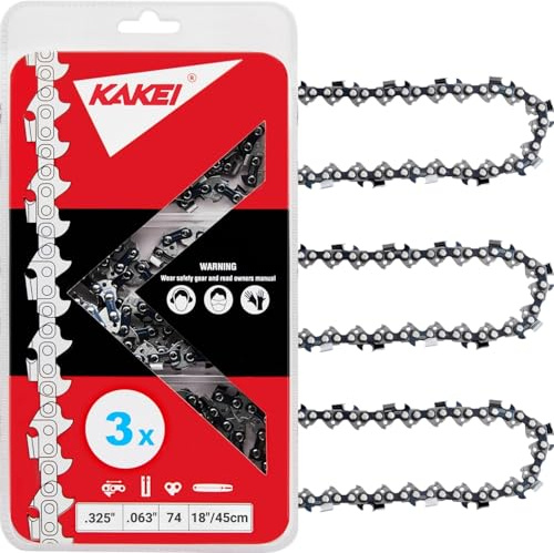 KAKEI Chainsaw Chain 18 Inch .325 Pitch .063 Gauge 74 Drive Links- 26RS 74 Fits Stihl MS271 Farm Boss, MS291, MS311 and More- 36390050074, V74 (3 Chains) - Full Chisel