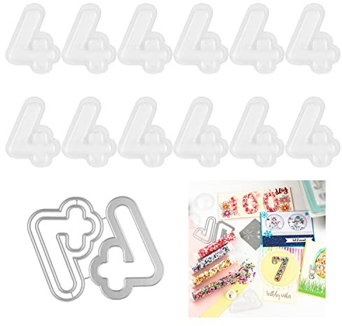 OTCRAFT 13 pezzi 4 numeri 3D Shaker Covers Blister Cupole e Die Set per Shaker Cards Making Puffy Shaker Covers per aggiungere dimensione Shaker Card Making Handmade Craft Clear Pouch Cover