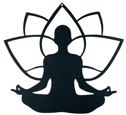 Zen Yoga Wanddeko Metall Schwarz Wand Deko Minimalistische Wanddeko für Wohnzimmer Schlafzimmer Café Bar 12×13 in