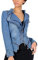 DISSA Damen Blau Nieten Jeansjacker Bikerjacke mit Reißverschluss,PA01,M
