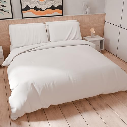PETTI Artigiani Italiani - Single Duvet Cover Set 150 x 200 cm (1 Pillow Case 50 x 80 cm Included), Soft Microfibre Duvet Cover Set, Plain White