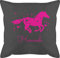 Kissen 50x50 - Pferd - Pferde Geschenk Mädchen - 50 x 50 cm - Grau - personalisiertes pferdekissen Reiter Horse zierkissen personalisierte pferdeliebhaber schmusekissen Name pferdemotiv