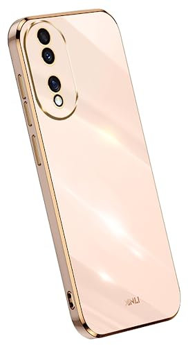 RankOne Funda para Teléfono es Adecuada para Honor 90 5G (6.7 Inches), Carcasa para Teléfono Móvil de Silicona con Marco de Galvanoplastia - Rosado