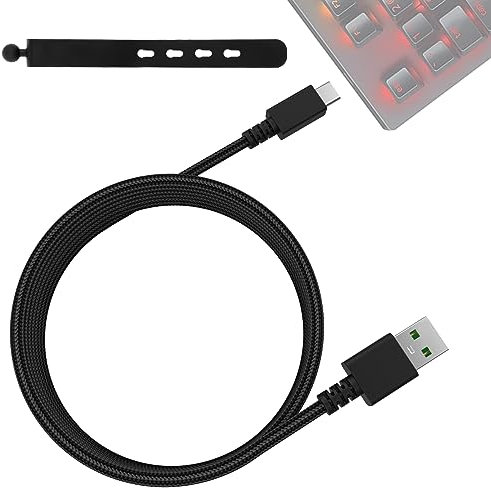 Câble de charge USB C compatible avec Razer Wolverine V2 Chroma Wired Pro, BlackWidow V3 Pro, Deathstalker V2 Pro, Ducky One 2 Mini, One 2 Pro Mini, Clavier mécanique en nylon tressé, 1,8 m
