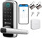 Serrure de porte intelligente avec poignée : serrure de porte d'entrée sans clé Olumat avec passerelle WiFi – Serrures intelligentes pour porte d'entrée avec clavier – Serrure à empreintes digitales