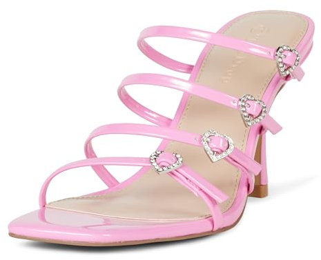 The Drop da Donna Sandali con Tacco Naomi, con Cinturini e Fibbie, Cuore Rosa Vernice, 40.5 EU