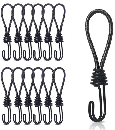 12 Stück Spanngummi Mit Haken, Expander Mit Haken, 16cm Premium Spanngummi, Multifunktional Planenspanner, Spanngummi Mit Haken für Banner, Plakate, Zelte, Perfekt Expander Mit Haken, Camping Gadgets