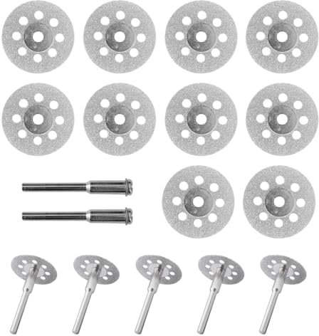 PHCOZY 10 Pcs 22mm disco de corte,disco de corte de diamante para herramienta rotativa,disco de corte de diamante,con 2 Pcs Pole para corte,esmerilado,discos de corte de metal