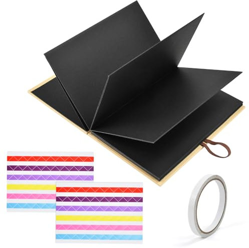 NAROSEBE Fotoalbum zum Selbstgestalten A5 Fotoalbum Schwarze Seiten Klein DIY Scrapbook Fotobuch 34 Seiten Photo Album kleines Fotobuch zum Einkleben für Familie Hochzeit Reise Baby 115 * 180MM