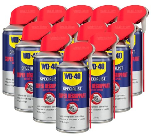 WD-40 Specialist • Super Dégrippant • Spray Double Position • Efficacité Immédiate • Dégrippe rapidement et facilement • Résistant à l'Eau • Compatible Tous Métaux • Carton de 12 aérosols 250 ML