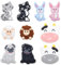 SUNNYCLUE 10 PCS 5 STYLES Perles D'Animaux en Silicone Perles Focales en Vrac Mignon Dessin Animé 3D Animaux Mignons Chat Chien Lapin Gros Caoutchouc Doux Perle D'Espacement en Vrac pour Kit de Fabric