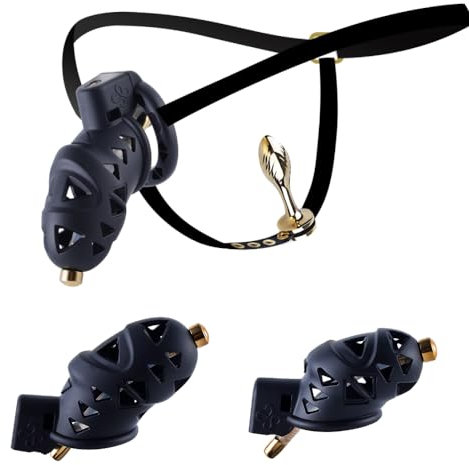 Lmgoc Peniskäfig Analplug Set Mit Harnröhre Dilator & 4 Penisringe, Keuschheitsgürtel für Herren mit Penis Plug SM Fetisch Extrem Penis Bondage Hohldesign Atmungsaktiv Penis Käfig (Lang)