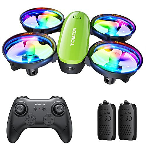 Tomzon A23 Mini Drone for Kids with LED Lights, RC Quadcopter with Altitude Hold, 3D Flip, Headless Mode and 3 Speeds, Kids Drone with 5 Light Modes, 2 Batteries, Toy Gift for Boys and Girls Green