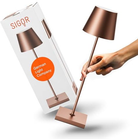 SIGOR Nuindie 2.0 LED Akku-Tischlampe, bronzefarben | Dimmbar • Indoor & Outdoor • IP54 • 38 cm • USB-C • 12 h Leuchtdauer