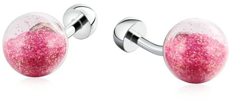 Dsnyu Manschettenknöpfe Herren Rosa, Manschettenknöpfe Herren Edel Treibsandball Edelstahl Hemd Anzug Schmuck mit Geschenkbox