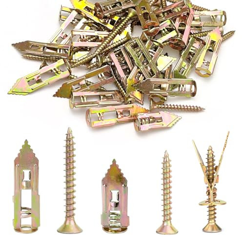 CiShow 60 pezzi Ancoraggio a Martello per Cartongesso, 12 * 30/12 * 40 Ancoraggi Autoperforanti per Cartongesso, Tasselli per Pareti in Cartongesso, Viti di Fissaggio per Cartongesso per Cartongesso