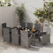 Homgoday 9-TLG. Garten-Essgruppe mit Kissen Sitzgruppe Gartenmöbel Set Rattanmöbel Gartenstuhl mit Tisch Gartenstühle Esstisch mit Glasplatte Stühle Sitzgarnitur Poly Rattan Grau
