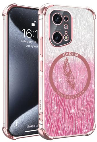 XINYEXIN Coque pour Oppo Find X5 Pro Étui Paillettes Transparente Housse Antichoc Ultra Fine Bling Glitter Case Slim TPU Bumper Back Cover - Rose