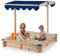 GOPLUS Bac à Sable pour Enfant avec Auvent Réglable, Bac a Sable en Bois Sapin Exterieur, sans Fond, Toit Résistant aux UV, Jeu de Plein Air pour Tout-Petits, pour la Maison, Jardin et Plage