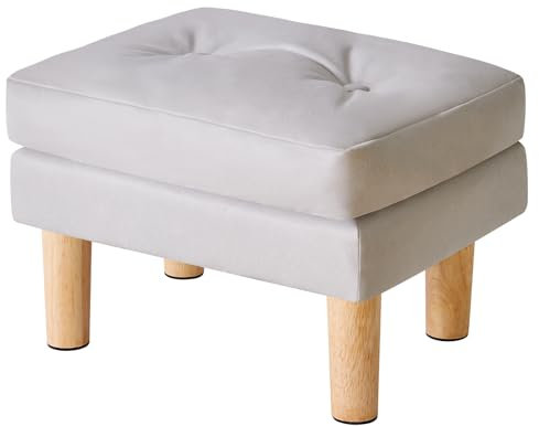 YMYNY Pouf Ottoman Repose-Pieds en Similicuir, Tabouret de Canapé Souple Amovible, Design Velcro, Ottoman de Salon pour Chambre 41.5 x 31.5 x 32CM Gris HBD041G