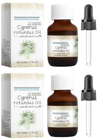 2 Stück Cyperus Rotundus Öl, 60ml Natürliches Cyperus Öl zur Haarentfernung, Bio Zypressenöl Haarwuchsmittel mit Tropfer, Cyperus Rotundus Öl zur Reduzierung des Körperhaarwachstums