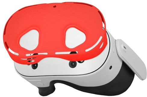 VR Headset Protector Cover for MetaQuest 3S, Shell Front Face Protector Case for Quest 3S, Scratch Resistant and Shockproof Comprehensive Protection Silicone VR Shell (Red)