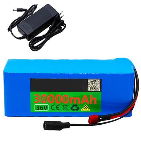 GNIUBBDB 36V 30Ah 10S3P Lithium Battery Ebike Battery Li-ion Battery Pack with Charger and BMS for Below 1200W Motor Kit T Plug