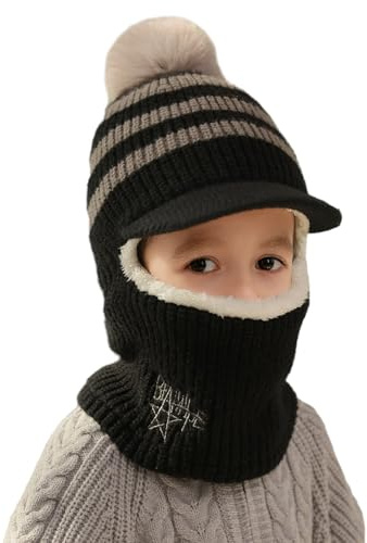 TAGVO Kinder Winter Thermo Sturmhaube, Multifunktionale Winddichte Warm Fleece Wintermütze, Schlupfmütze Wollmütze Strickmütze mit Halswärmer für Jungen Mädchen 1-5 Jahre