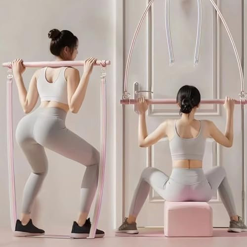 UUE Pilates Bar Set mit 5 Widerstandsbändern für Zuhause Pilate Verstellbares 13-in-1 Fitness Kit Gymnastikbändern Yoga Band Pilates Zubehör für Frauen/Männer Home Gym Krafttraining Stretching
