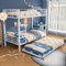 HAINEW Etagenbett Metallbett 90 x 200cm mit 90 × 190cm Ausziehbares Bett für 2-3 Kinder, Klassisch Eisenbett Metall Bettgestell mit Leitern und Geländer für Kinder, Jugendliche, Erwachsene (Weiß)