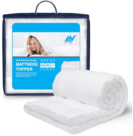 Microfiber Mattress Topper with Elastic Straps, Hotel Quality, Hypoallergenic Hollow Fiber Filling, Super Fluffy and Breathable King Size Deep (200 x 150 x 5 cm)