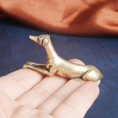 MHYGKTXRA 2 x Vintage-Windhund-Schreibtisch-Ornament, Messing-Hundefigur, kleine Hundestatue, Tierfiguren, Heim-Desktop-Dekoration, winzige 5,3 cm lange Messing-Windhund-Figur