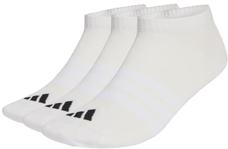 adidas Unisex Thin&Light Essentials Low Cut Socks 3 Pair Pack, white/white/black, 48-51