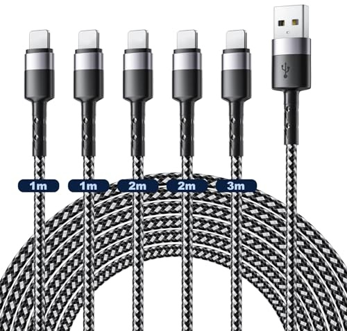 USB A Light-ning Kabel,iPhone Ladekabel [5Pack 1M+1M+2M+2M+3M] USB-A auf Lighning Kabel US B Lighning Ladekabel Für Apple iPhone 14/14 Pro/14 Pro Max/13/13 Pro/13 Pro Max/12/12 Pro/11 Pro/X/XS/XR/8/8