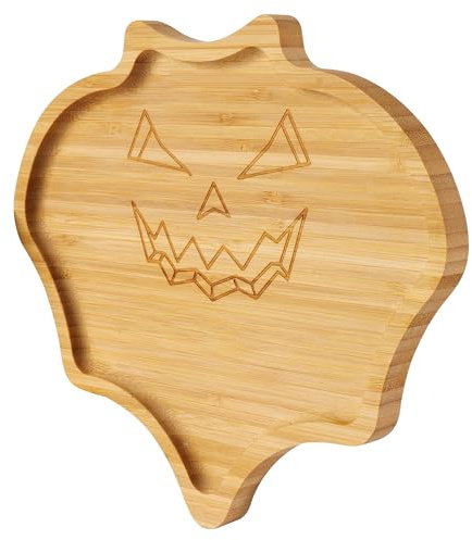 TJ POP Pequeña bandeja de Halloween en forma de Murciélago – Bambú, tabla de charcutería para dulces, aperitivos y postres, plato de servir para decoración de mesa de fiesta