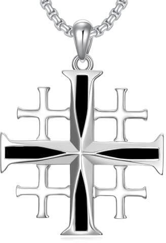 HARMONY BOLA Kreuz Halskette für Herren 925 Sterlingsilber St. Christophe/Nagel/Atheist/Allah/Yahweh Anhänger Halskette mit Schutz Amulett Schmuck für den Ehemann