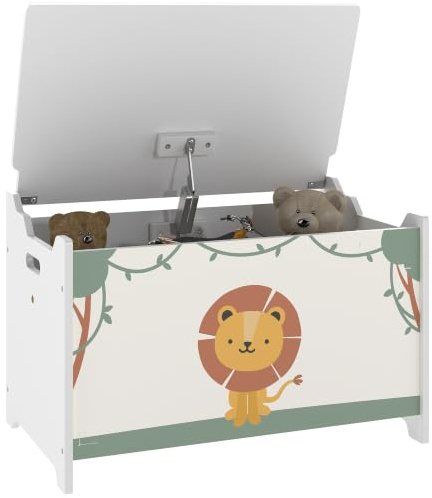 AIYAPLAY Caja de Almacenaje Juguetes Baúl Infantil 53L Tapa Abatible Verde | Organizador Juguetes, Pistón de Gas, para Niños y Niñas, Libros y Ropa, Guardería Sala de Juegos Dormitorio