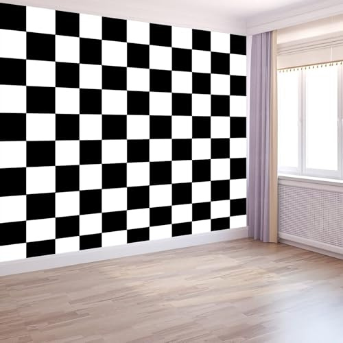 Générique Papier Peint Panoramique 3D industriel, Papier Peint Intissé Minimaliste à damier à carreaux 200 x 140 (W x H) Décoration Murale pour Salon Chambre Arrière plan TV HôtelMulticolore