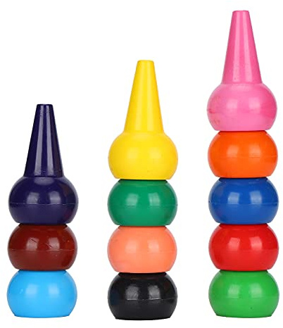 Naroote 12 Colors Finger Paint Crayons Safe Non- Palm‑Grip Sticks for Children, Easy to Grasp 360 Rotation for Parent-child Activity, Paraffin Crayons for Kids over 3 Years Old