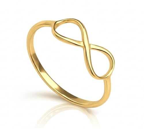 ZELYA damenring Unendlichkeit Silber-/vergoldete 925/858 14K ringe damen zart minimalistisch – Geschenkset für Damen, personalisierte Box, alle Größen, Ring für się
