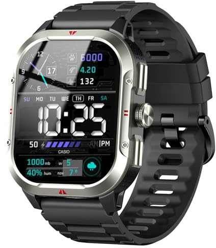 Jugeman Smartwatch Uomo, 1,43 HD Orologio Smartwatch Uomo con Chiamata Bluetooth,Militari Smart Watch Tracker 160+ Modalità Sportive