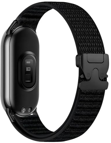Wigento Smartwatch Armband Nylon für Xiaomi Smart Band 10/9 / 8 Parachute Schnalle Schwarz
