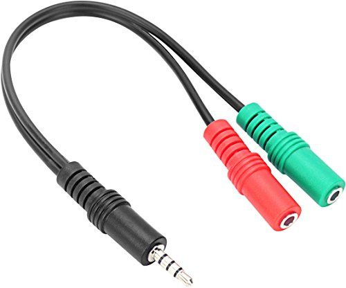 Speedlink Headset Adapter HQ 4 Pin 3,5mm Klinke Stecker auf 2x 3,5mm Klinke Mikrofon und Audio - schwarz