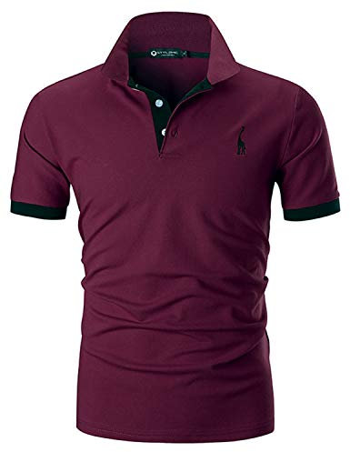 STTLZMC Polo Uomo Manica Corta Basic Tennis T-Shirt Casual Gentiluomo Poloshirt Cotone,Rosso,L