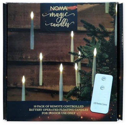 NOMA Magic Candles with Remote Control, White Hanging Candles (Pack of 10) | Battery Powered LED Lights, Warm White Twinkle Flame, Indoor & Outdoor Use