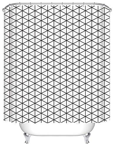 Boyouth Rideaux de Douche à Motif géométrique Triangulaire pour décoration de Salle de Bain, Tissu imperméable en Polyester avec 12 Crochets, 165 x 180 cm, Multicolore