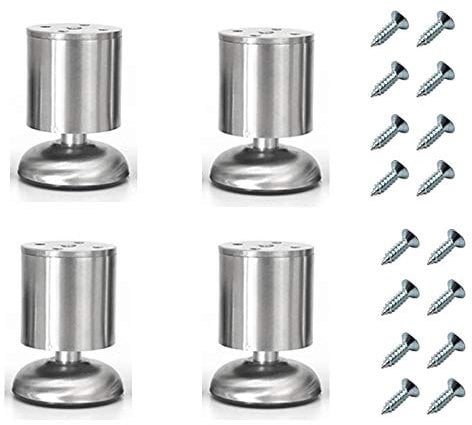 Set of 4 NUZAMAS Adjustable Furniture Legs, 8cm Stainless Steel Made, Cabinet Coffee Table TV Stand Legs, Furniture Sofa Support Foot, Bathroom Cabinet Support Legs